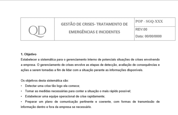 Gestão de Crises - Tratamento de emergências e incidentes